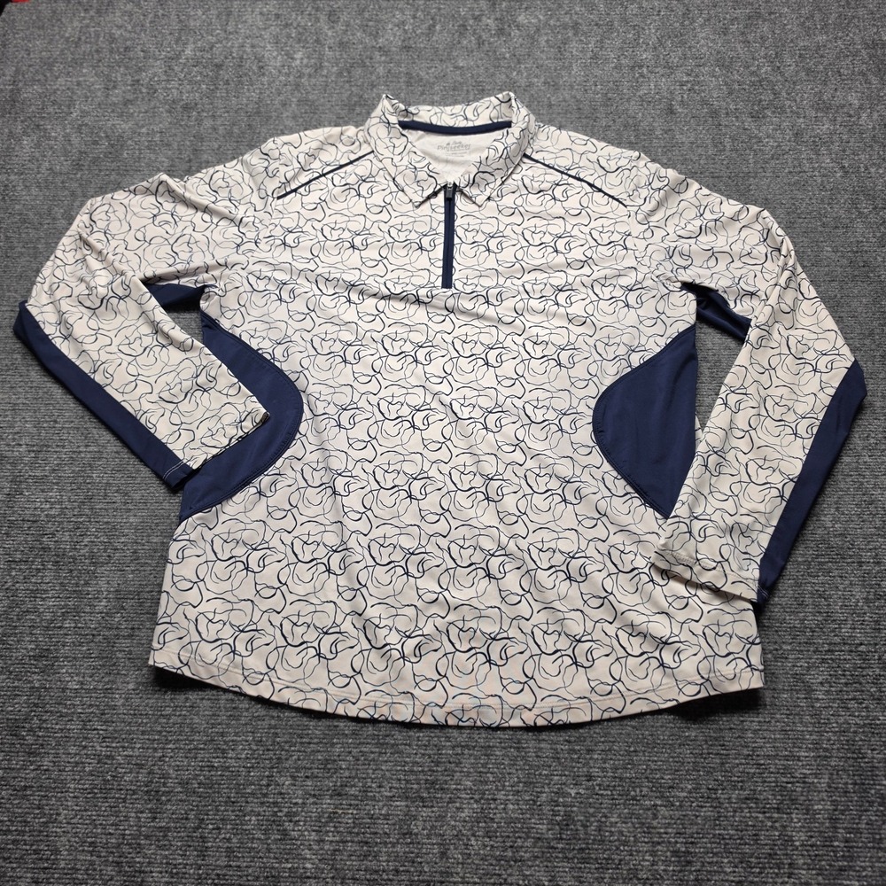 Lady Pinseeker Golf Shirt Womens XXL Long Sleeve 1/4 Zip Pullover Swirl Print